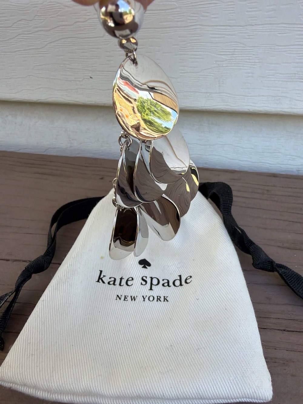 Kate Spade Silver Cascading Disc Statement Chandelier Earrings